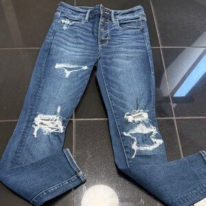 American Eagle Outfitters Women's Skinny Ripped Blue Jeans